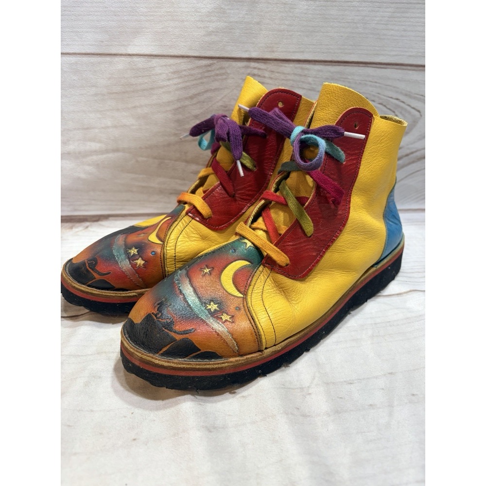 Custom Handmade Those Shoes Leather High Top Boots Art Shoes Multicolor Celestia